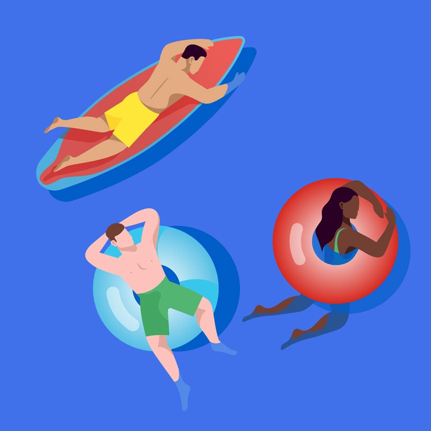 swimmers in ocean illustration