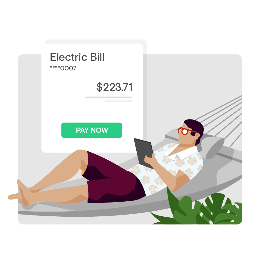 man making an online bill payment illustration